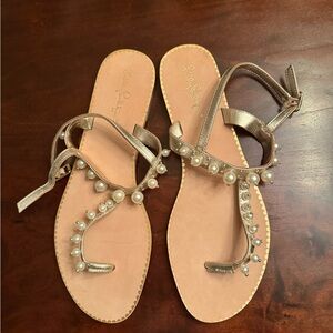Lilly Pulitzer Gold Pearl Sandals